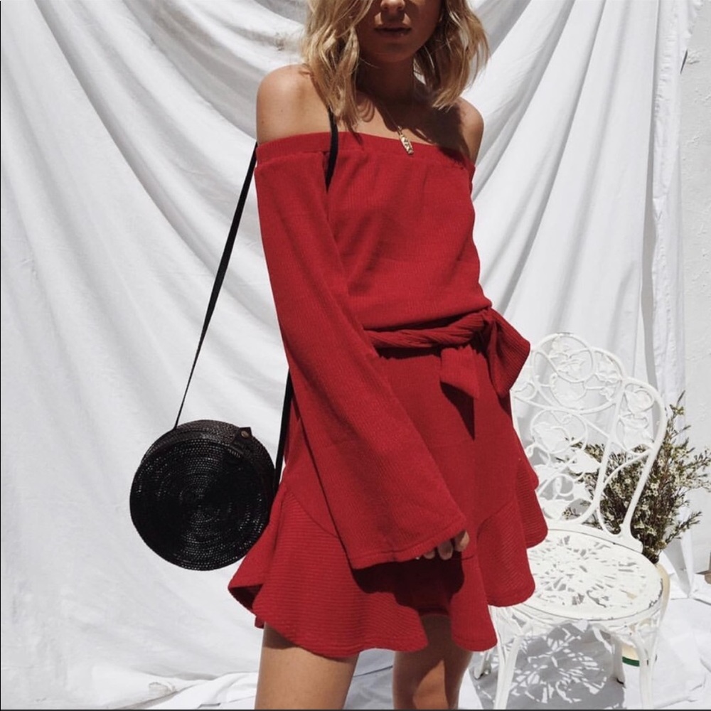 Sabo Skirt OTS Red Ribbed Mini Dress | Sz XS